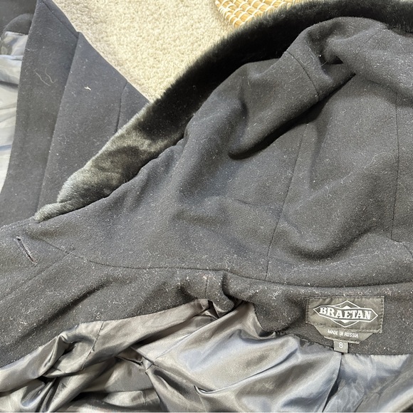 SOLD | Braetan Women’s Vintage Wool Long Coat Hooded Faux Fur Penny Lane Mob - Picture 13 of 15